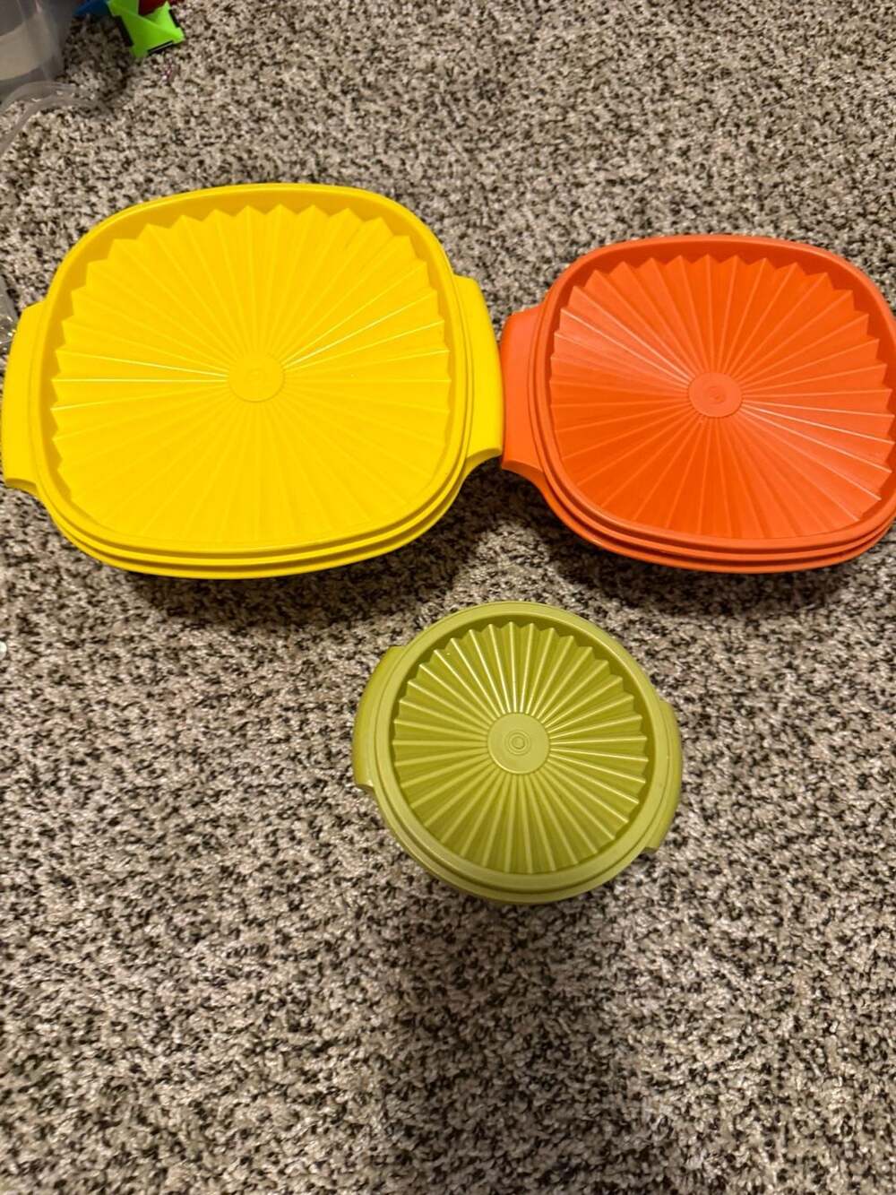 Tupperware Servalier Bowl Set 3-Piece Harvest Colors Plastic With Lids